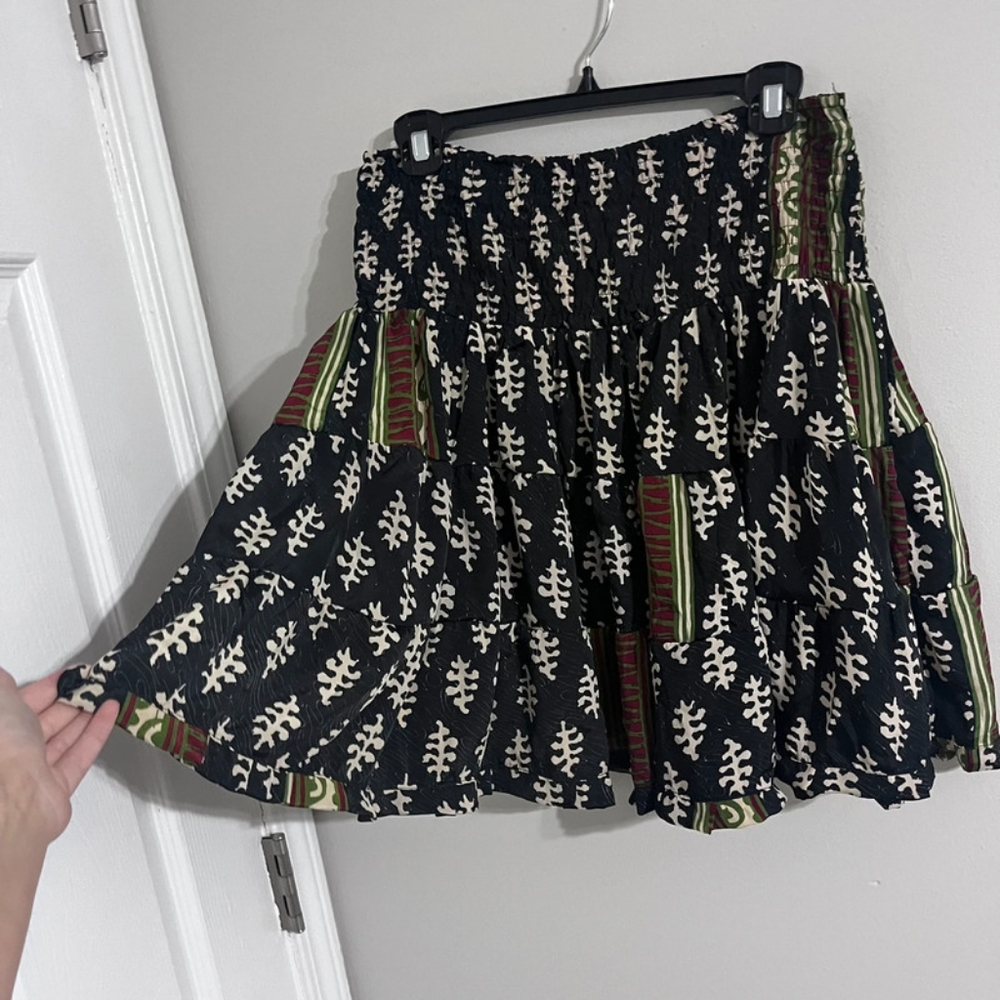 EARTHBOUND Black and White Tiered Skater Mini Skirt